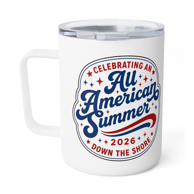 Insulated Coffee Mug - Patriotic American Summer Travel Tumbler (10 oz)