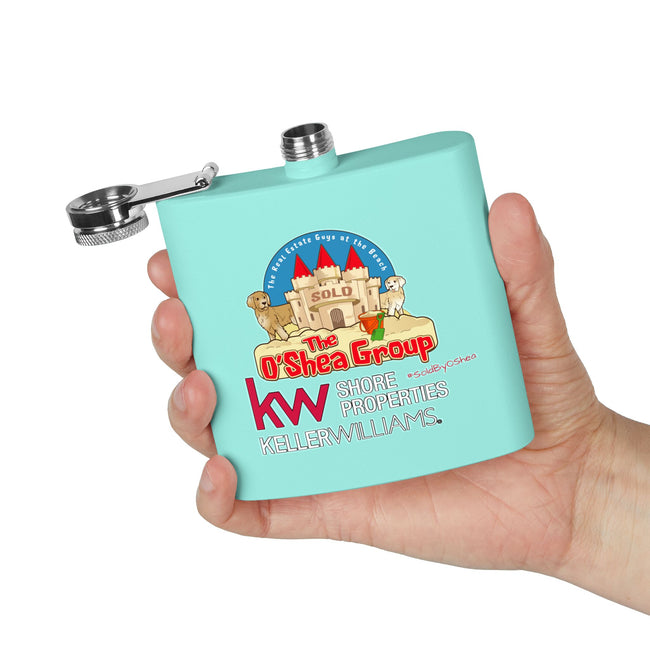 Flask — Keller Williams "The O'Shea Group" Sandcastle Logo Stainless Steel 6oz