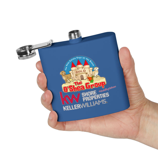 Flask — Keller Williams "The O'Shea Group" Sandcastle Logo Stainless Steel 6oz