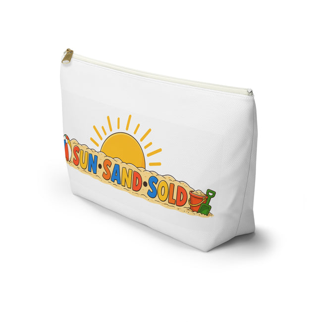 Beach Sunshine Accessory Pouch — 'Sun Sand Sold' T-Bottom Cosmetic Bag