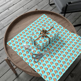 Gift Wrap Paper — Retro Beach Castle Pattern (Bright Aqua)