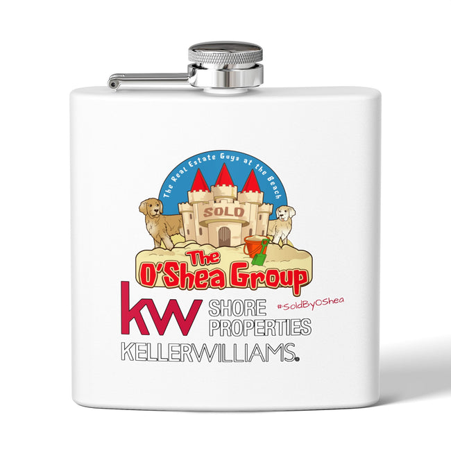 Flask — Keller Williams "The O'Shea Group" Sandcastle Logo Stainless Steel 6oz