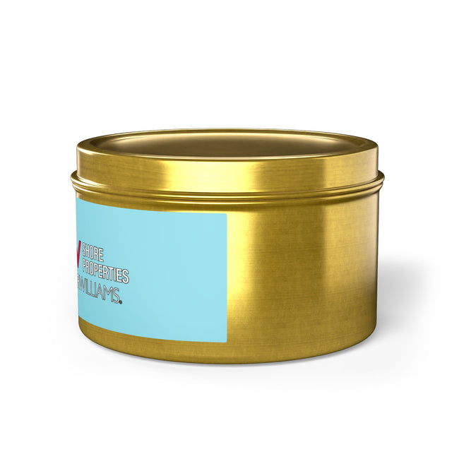 Keller Williams Branded Tin Candle — Beachy Sandcastle Scent (Custom Logo)