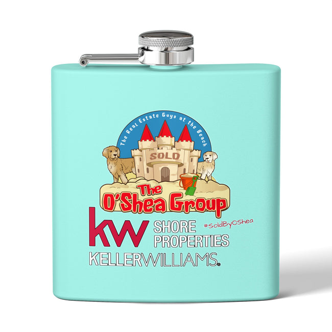 Flask — Keller Williams "The O'Shea Group" Sandcastle Logo Stainless Steel 6oz