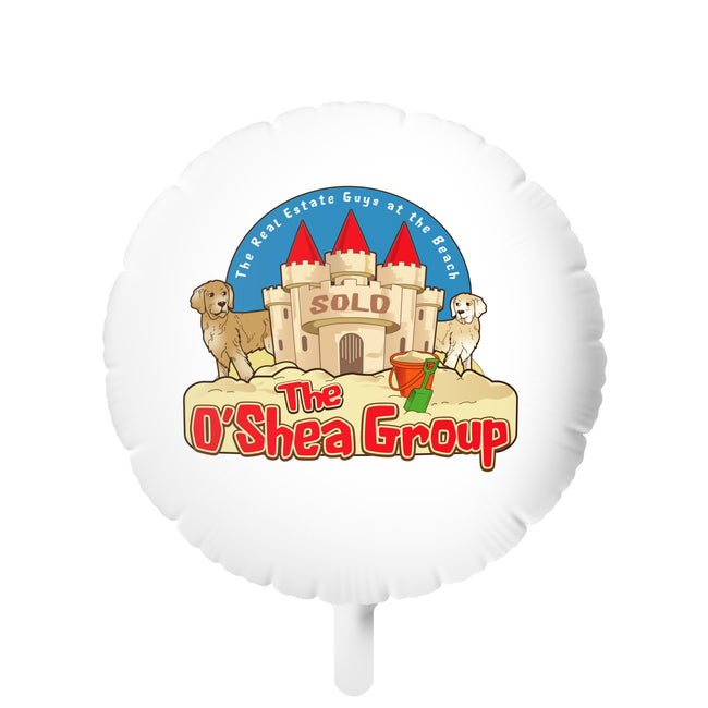 Mylar Helium Balloon — Custom Sandcastle 'The O'Shea Group' Sold Real Estate Celebration