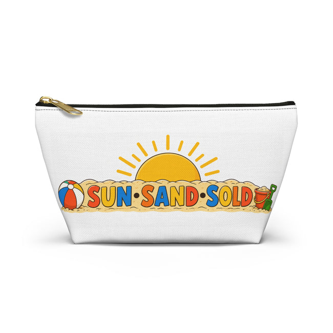 Beach Sunshine Accessory Pouch — 'Sun Sand Sold' T-Bottom Cosmetic Bag