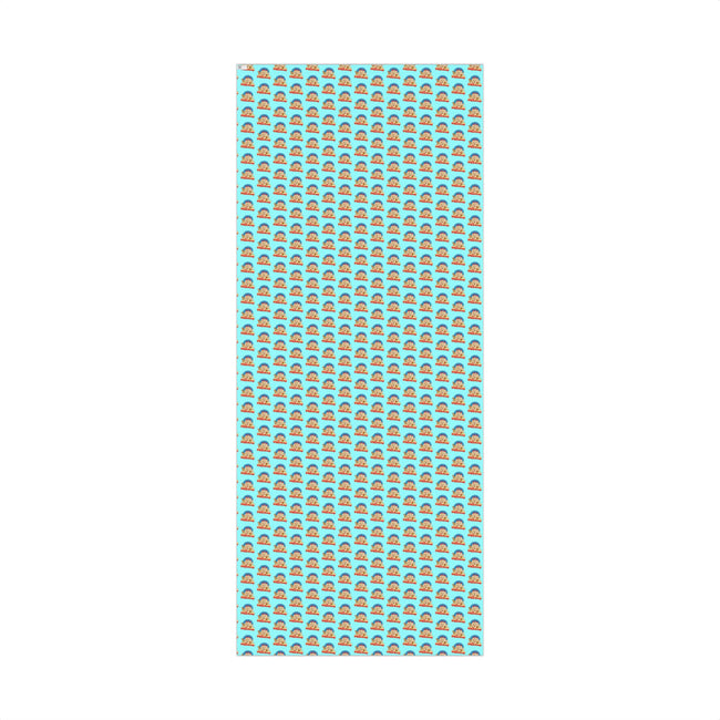Gift Wrap Paper — Retro Beach Castle Pattern (Bright Aqua)