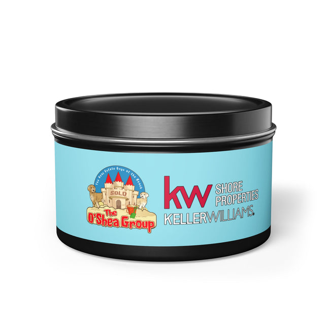 Keller Williams Branded Tin Candle — Beachy Sandcastle Scent (Custom Logo)