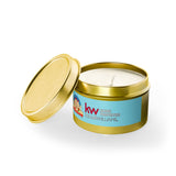 Keller Williams Branded Tin Candle — Beachy Sandcastle Scent (Custom Logo)