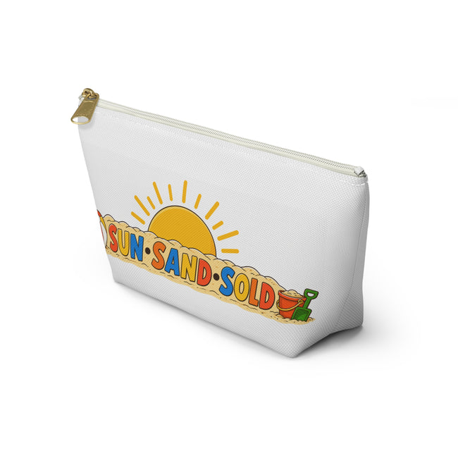 Beach Sunshine Accessory Pouch — 'Sun Sand Sold' T-Bottom Cosmetic Bag