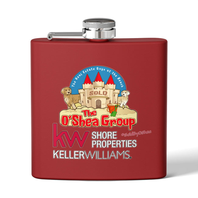 Flask — Keller Williams "The O'Shea Group" Sandcastle Logo Stainless Steel 6oz