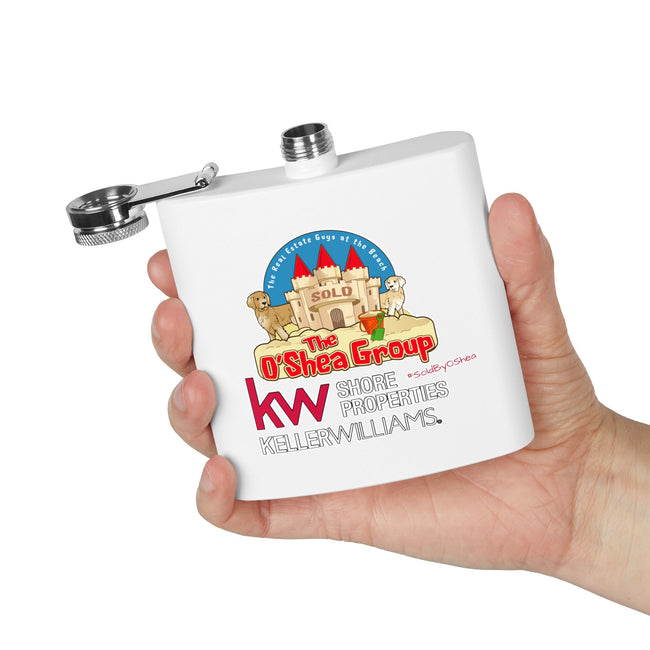 Flask — Keller Williams "The O'Shea Group" Sandcastle Logo Stainless Steel 6oz