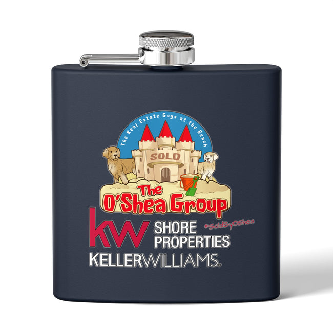 Flask — Keller Williams "The O'Shea Group" Sandcastle Logo Stainless Steel 6oz