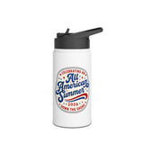 Patriotic Kwanzaa Stainless Steel Water Bottle — USA Afrocentric Holiday Design