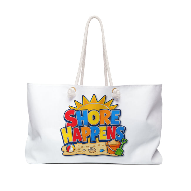 Weekender Bag — "Shore Happens" Beach Tote (Custom Keller Williams Real Estate Logo)