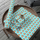 Gift Wrap Paper — Retro Beach Castle Pattern (Bright Aqua)