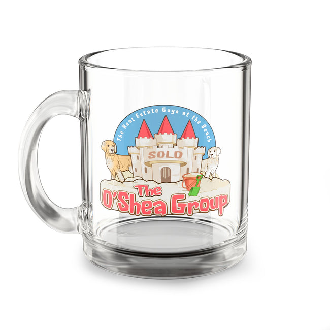 Glass Mug — Personalized Castle & Puppies Logo Coffee Mug (10 oz)