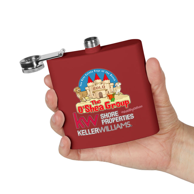 Flask — Keller Williams "The O'Shea Group" Sandcastle Logo Stainless Steel 6oz