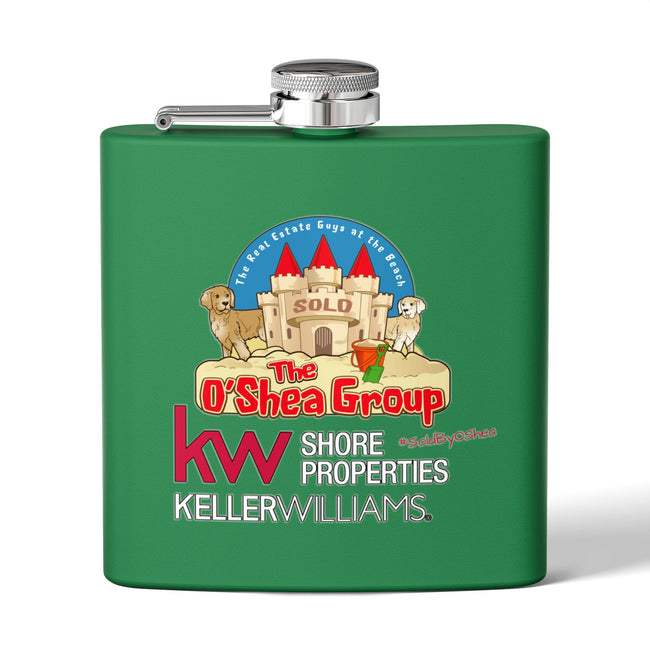 Flask — Keller Williams "The O'Shea Group" Sandcastle Logo Stainless Steel 6oz