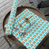 Gift Wrap Paper — Retro Beach Castle Pattern (Bright Aqua)
