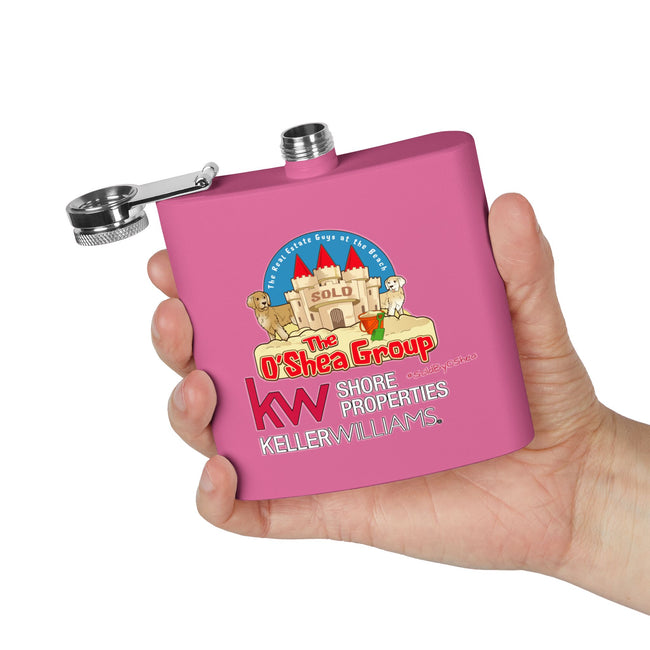 Flask — Keller Williams "The O'Shea Group" Sandcastle Logo Stainless Steel 6oz