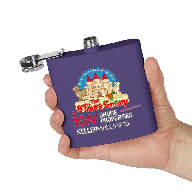 Flask — Keller Williams "The O'Shea Group" Sandcastle Logo Stainless Steel 6oz