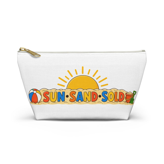 Beach Sunshine Accessory Pouch — 'Sun Sand Sold' T-Bottom Cosmetic Bag