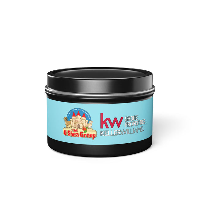 Keller Williams Branded Tin Candle — Beachy Sandcastle Scent (Custom Logo)
