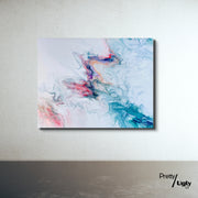 Pretty/Ugly: hey girl, whats up | Abstract Artwork - Fluid Acrylic Pour Painting Art, 11x14 Canvas with Pink & Green, Multi-Colored, Rose Gold Accent, Resin Finish