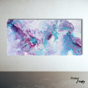 Pretty/Ugly: roll with it | Abstract Artwork - Fluid Acrylic Pour Painting Art | Pink/Magenta, Blue/Turquoise, Purple/Lavender with Resin Finish | 10x20 Canvas